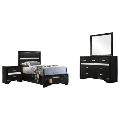 Black 4-Piece Full Bedroom Set