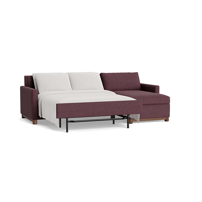 Reve Sofa with Chaise (112"), Performance Weave - Aubergine, Chaise On Right