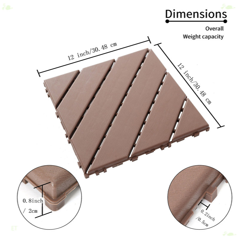 Paquet de 44 tuiles de terrasse emboîtables en plastique