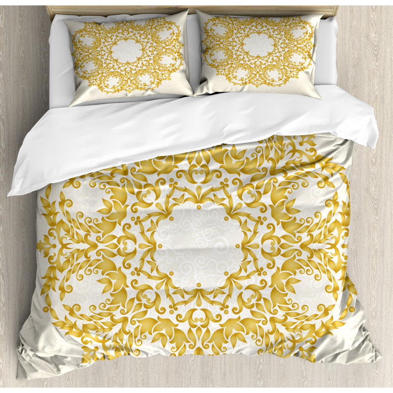 Eclectic Polyester Floral Duvet Cover, King Duvet Cover + 2 Shams