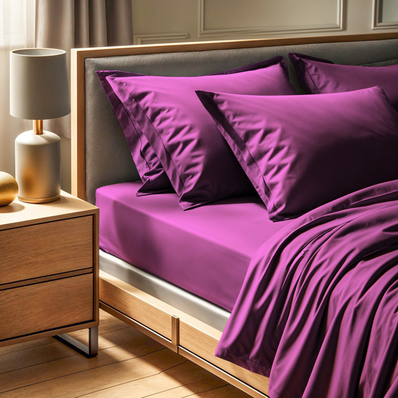 Premium Purple Fitted Sheet, 55 x 75 + 11.8 Deep | 100% Cotton Ranforce, 155 Thread Count | Soft, Durable, Machine Washable at 86°F | Ideal for Comfortable Sleep & Easy Care in Any Bedroom
