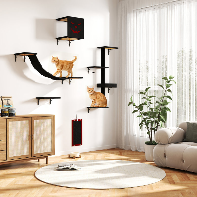 Tablettes murales pour arbre à chat, Black&Red
