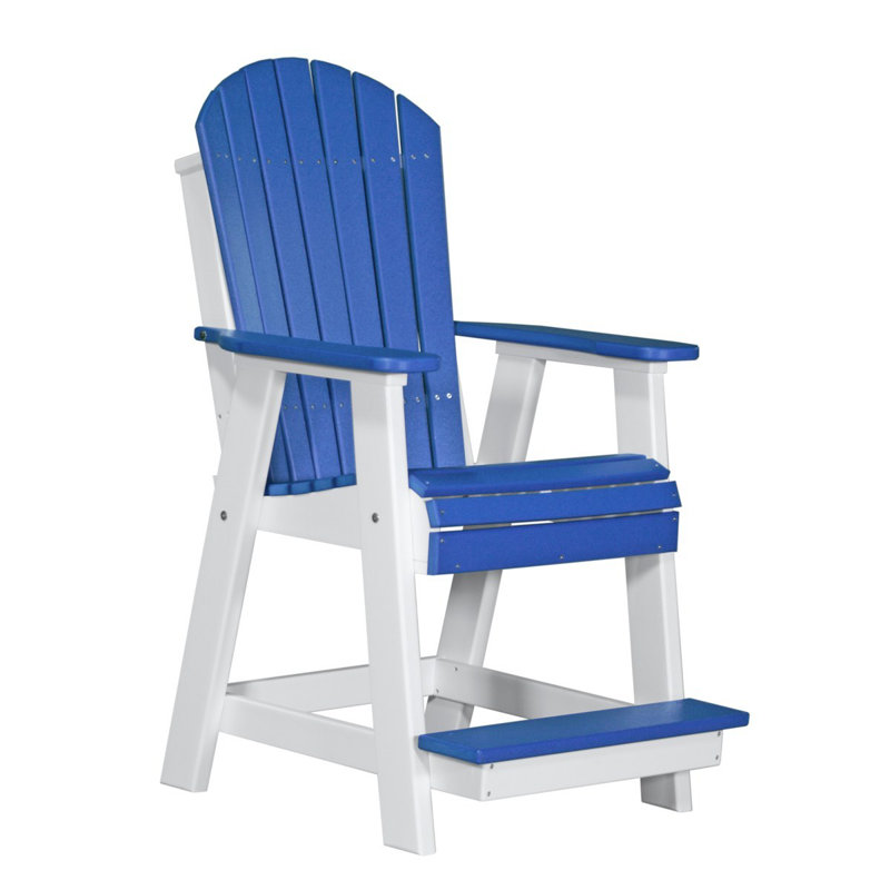 Chaise de terrasse Janel Adirondack, Bleu / blanc, Chaise à accoudoir