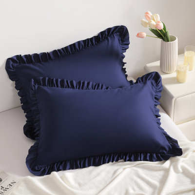 2 Pack Ruffled Edge Decorative Pillow Shams,Envelope Design Bedroom Pillow Shams