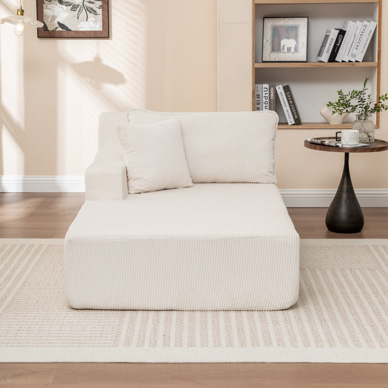 Méridienne avec accoudoir gauche, Orienté à gauche (vu de face), Beige