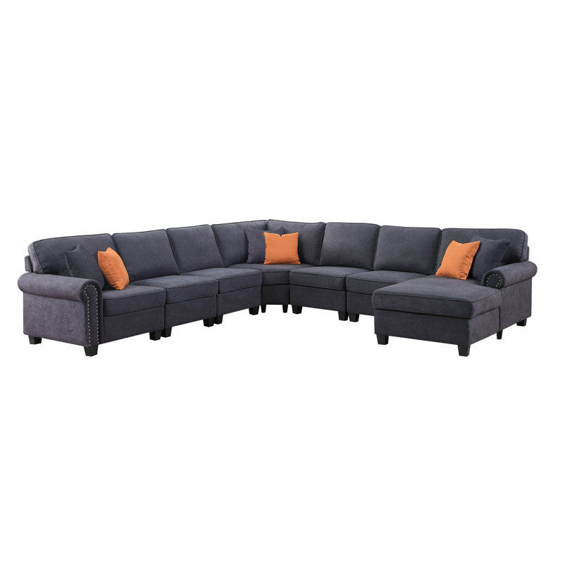 Canapé modulaire Margrettra, Mélange de polyester gris foncé