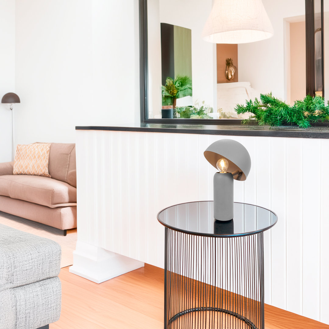 Modern Putty Grey Mushroom Table Lamp With Tilted Shade And Luxury Fabric Cable By Fairmont Park