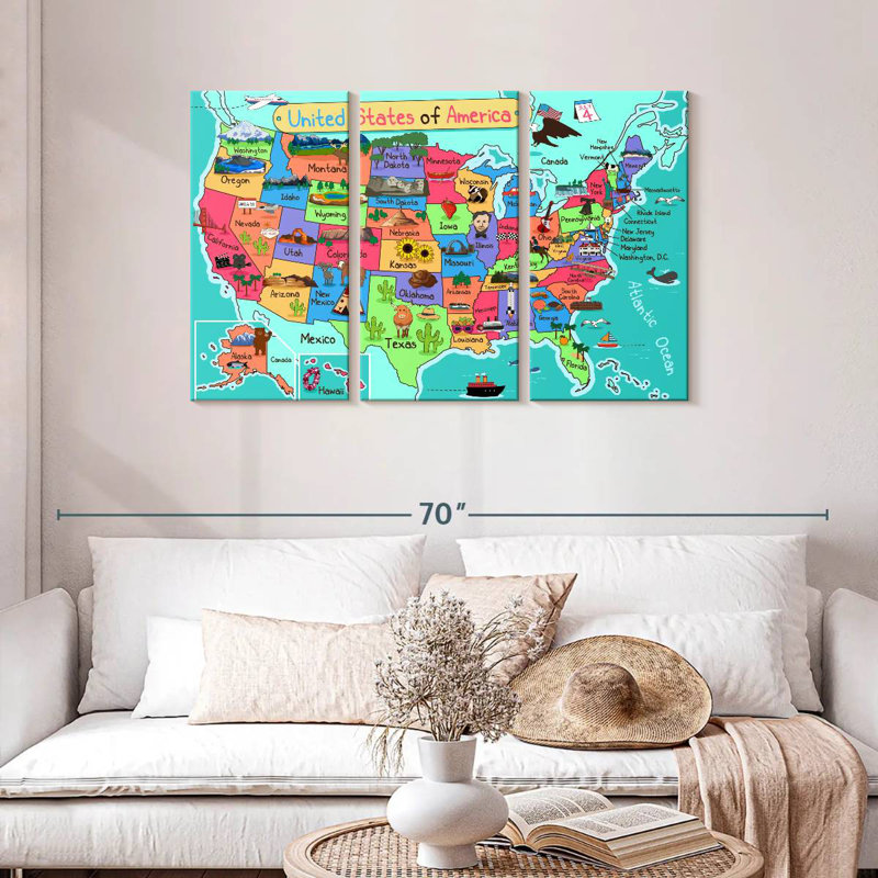 Keiri US State Icons Map, 28" H x 45" W