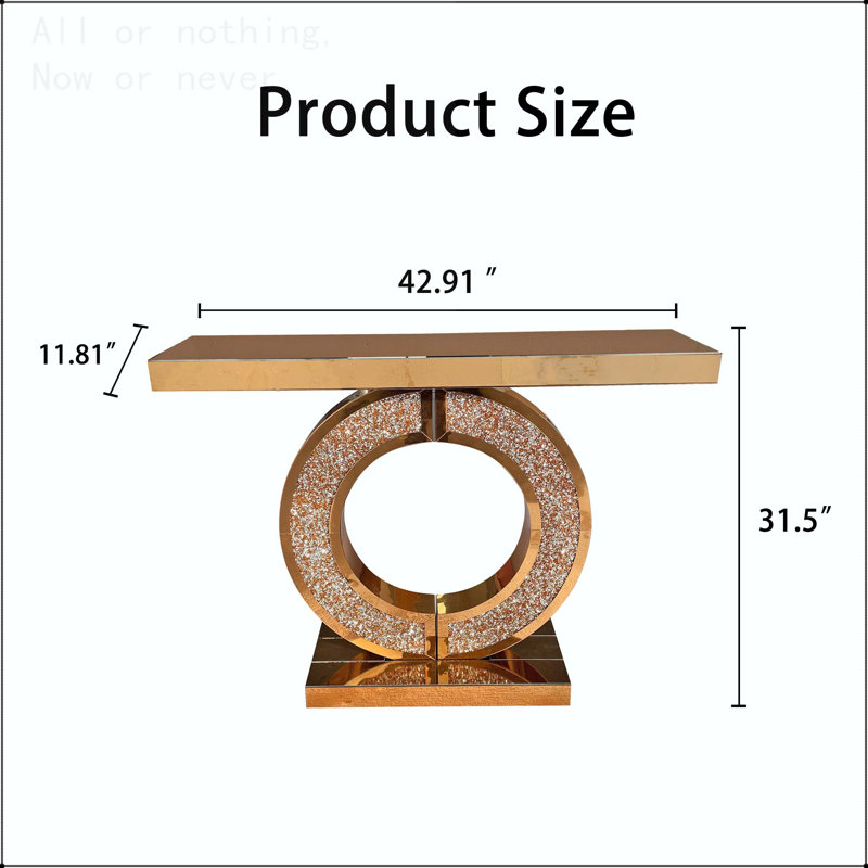 Console à miroir en forme de O avec détails en cristal, Brun