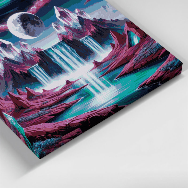 "Space Alien planète paysages", art mural sur toile mauve, H 20 po x l 24 po