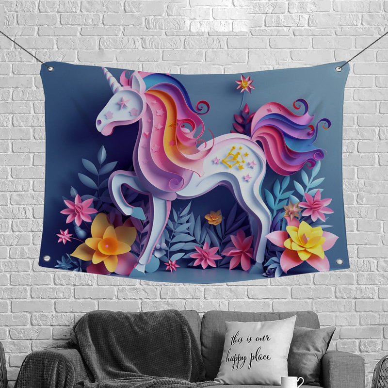 Tapisserie murale licorne - fantaisie, décoration murale, H 88 po x l 104 po