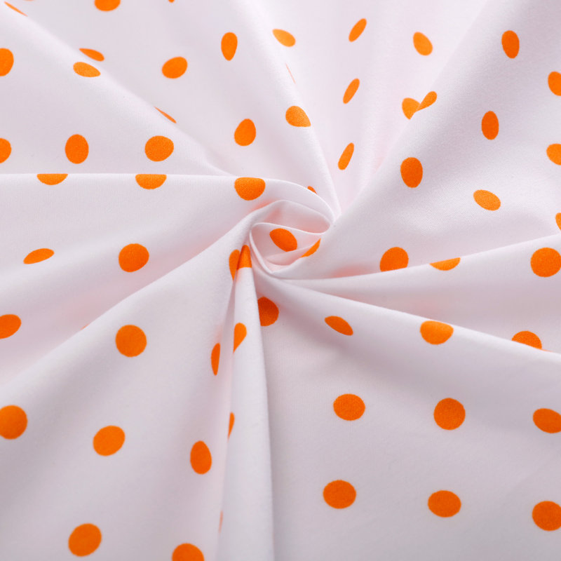 Twin White and Orange Polka Dot Microfiber Sheet Set