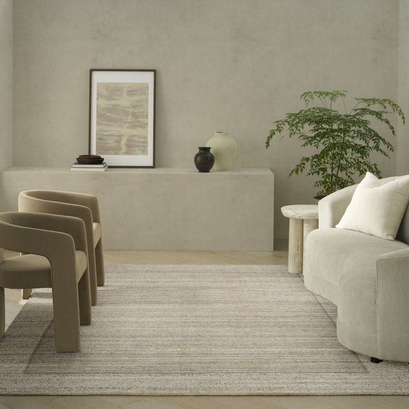 Calvin Klein CK082 Ridge 5'3" x 7'3" Grey Ivory Farmhouse Indoor Rug, Rectangle 5'3" x 7'3", Gray