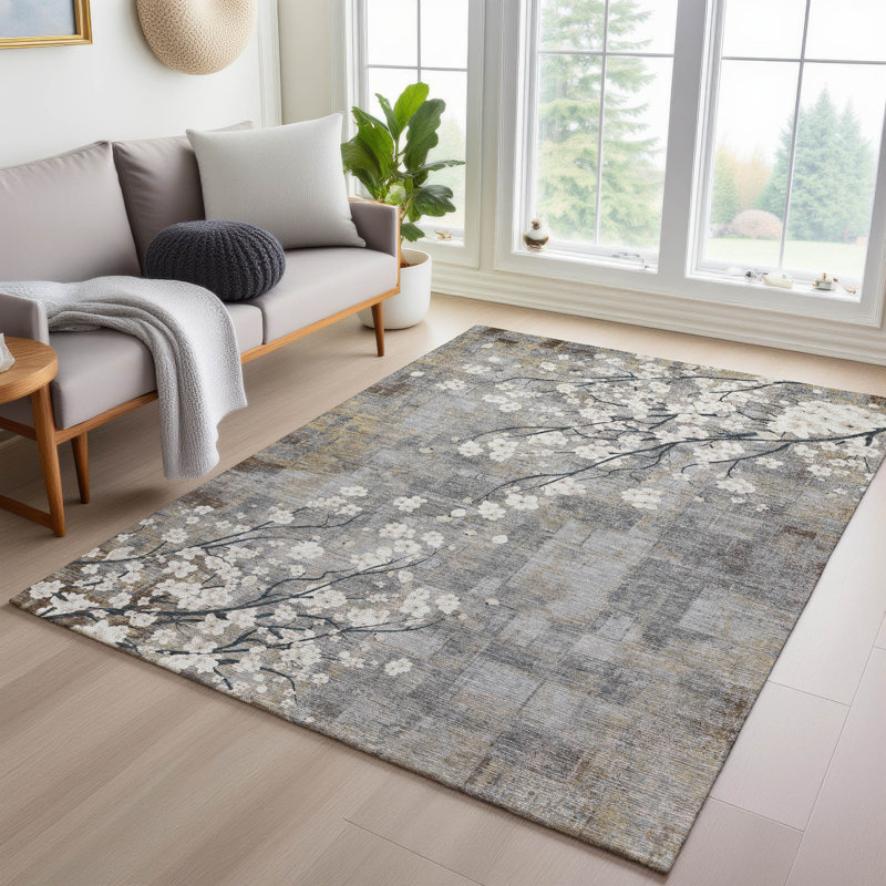 Machine Washable Indoor/Outdoor Boruta ACN2248 Floral Rug, Rectangle 8' x 10'