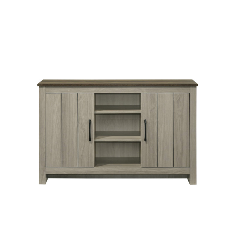 Nilda 47"W Gray Oak Console Table, Buffet Table, Sideboard with Shelves and Cabinet Doors