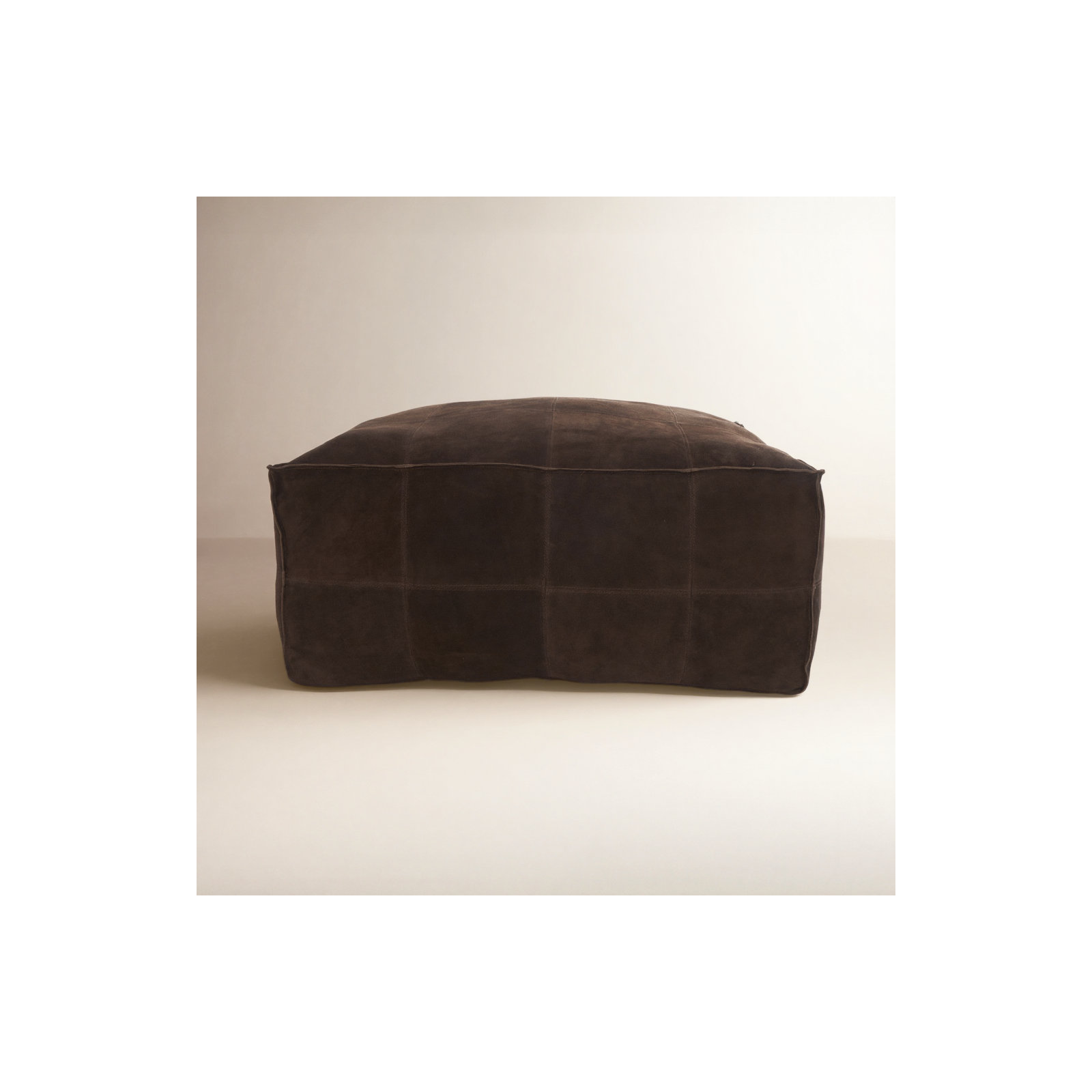 Sharita Upholstered Ottoman, Dark Brown Genuine Leather
