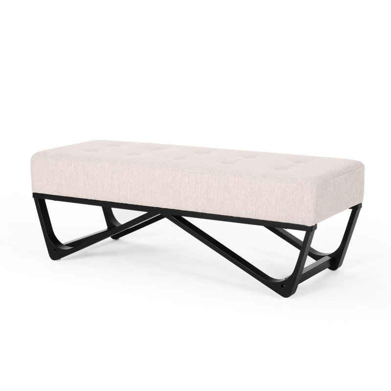 Contemporary With Button- Cover And Geometric Leg Structure Modern Bench Soft Padding Stylish Frame