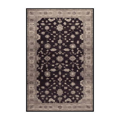 Machine Washable Overdyed Black Area Rug