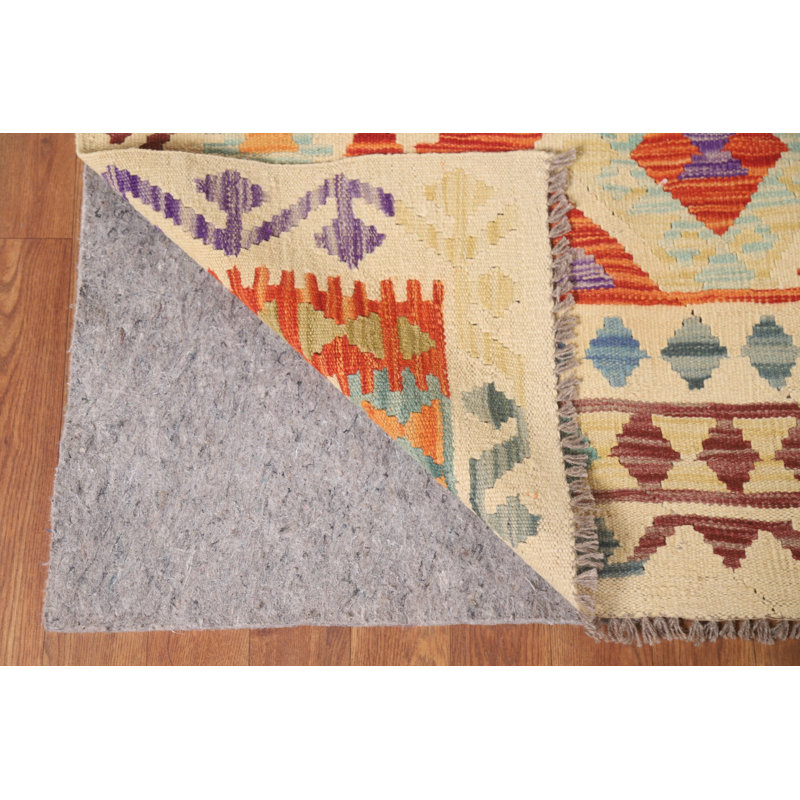 Geometric Kilim Reversible Wool Area Rug 10x13
