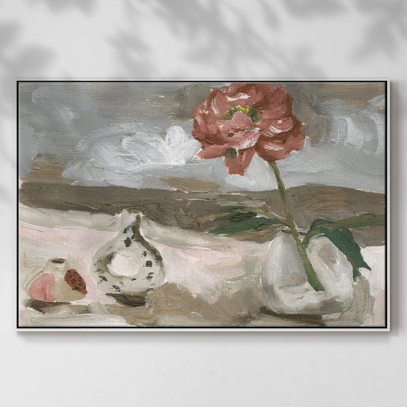 Vase de fleurs roses IV, reproduction d'art sur toile, Blanc, H 17 po x l 25 po x P 2 po