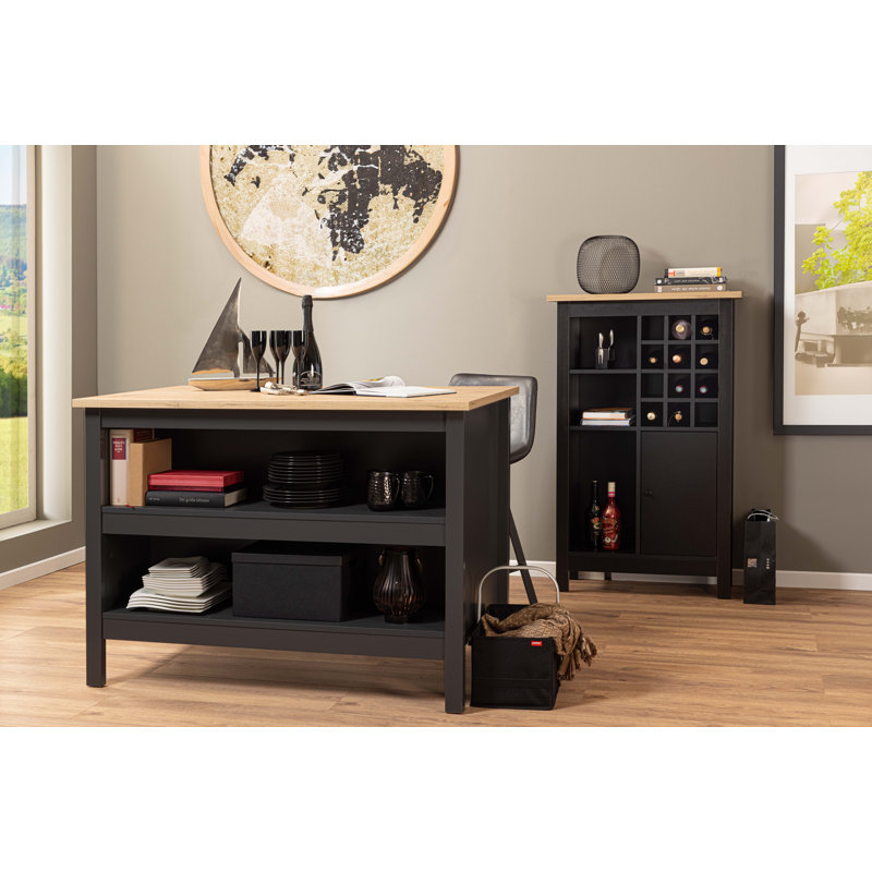 Adaliz Kitchen Island, Black