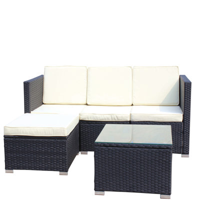 Outdoor Garden Patio Furniture 5-Piece Pe Rattan Wicker Cushioned Sofa Sets And Coffee Table, Patio Furniture Set;Outdoor Couch ( Beige Cushion) -  George Oliver, 7D5C23E3614049E782DFFBC01743E01A