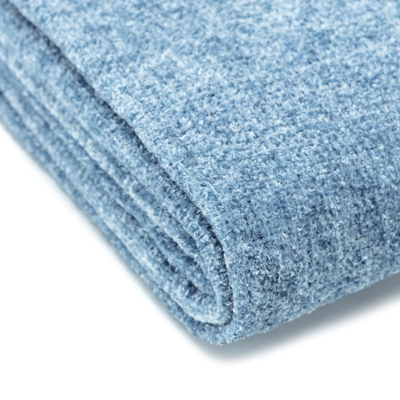Cerulean Blue Knitted Acrylic Throw Blanket with Tassels - 50" x 65"