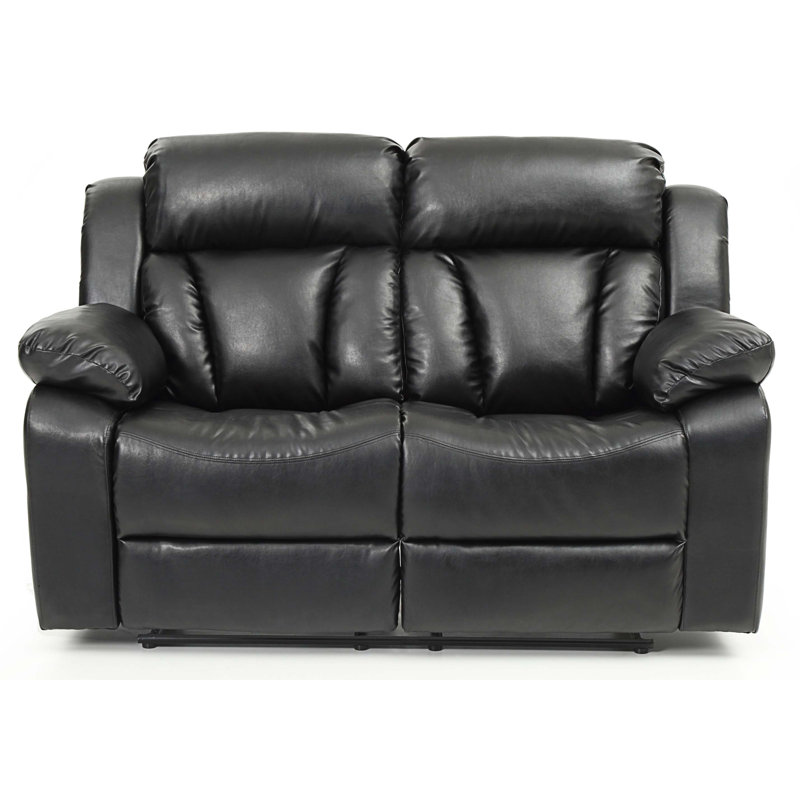 Barukh Faux Leather Recliner, Black Faux Leather