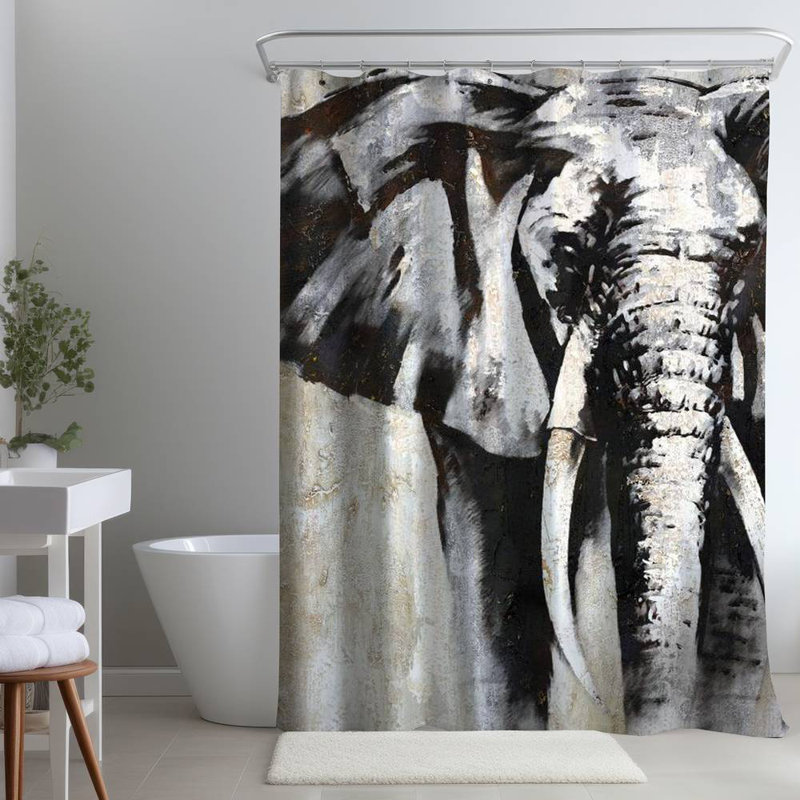 Shower Curtain AN6 – Polyester Shower Curtain, Dye Sublimation Print, 71" W × 74" L