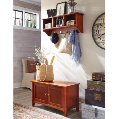 Ajwad 36"W Cottage Beach House Design Wall Mounted Coat Rack and Cabinet Bench Set with Storage