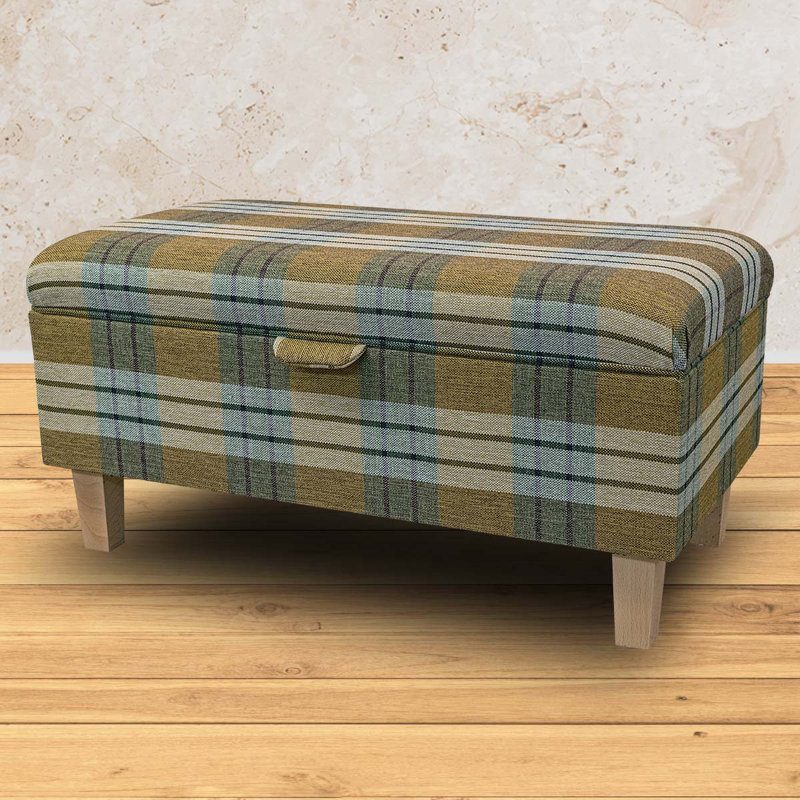 69.85cm Wide Rectangle Plaid Footstool Ottoman with Storage