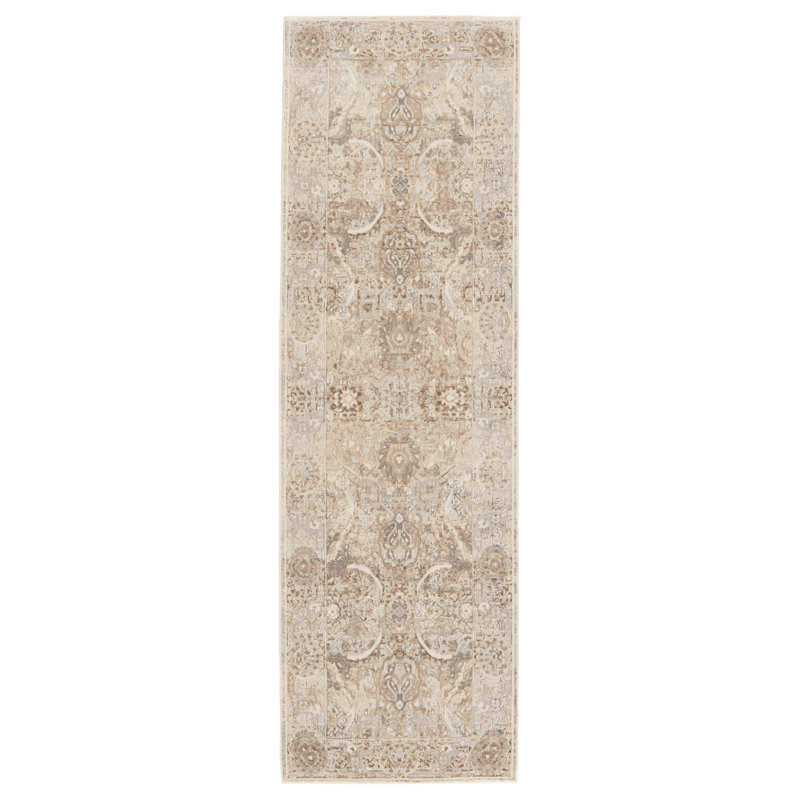 Tapis gris tissé à la machine Clint, Tapis de couloir de 2 pi 6 po x 8 pi
