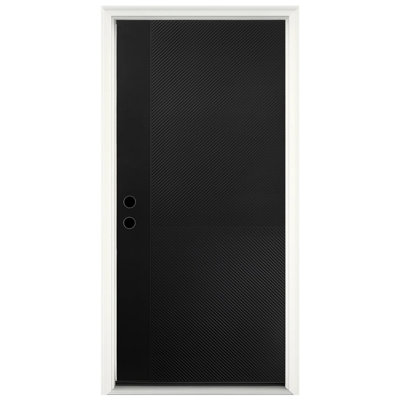 36" X 80" Contemporary Pure Black Fiberglass Front Door