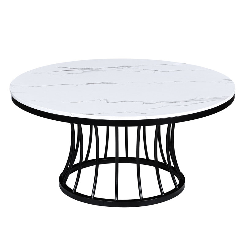 3 ensembles de cocktail modernes de luxe, tables rondes en faux marbre avec bases de cage captivantes, 1 table basse et 2 tables de bout 3 pièces de style cage dynamique