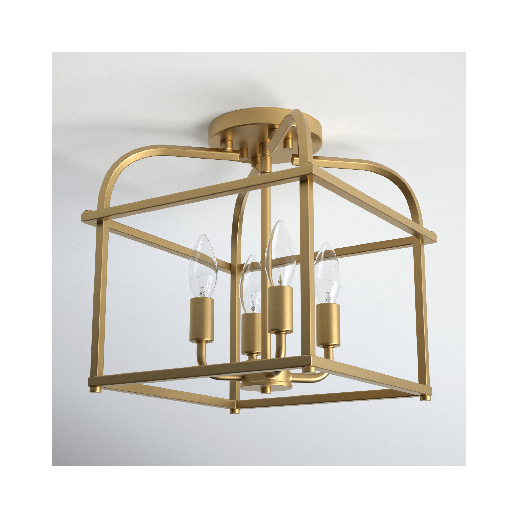 Condor 4 Light Semi Flush Mount, Natural Brass