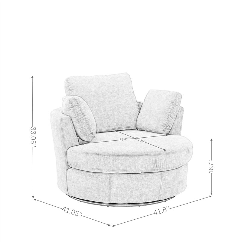 Chemaia Black Polyester Swivel Barrel Chair with Recessed Arms