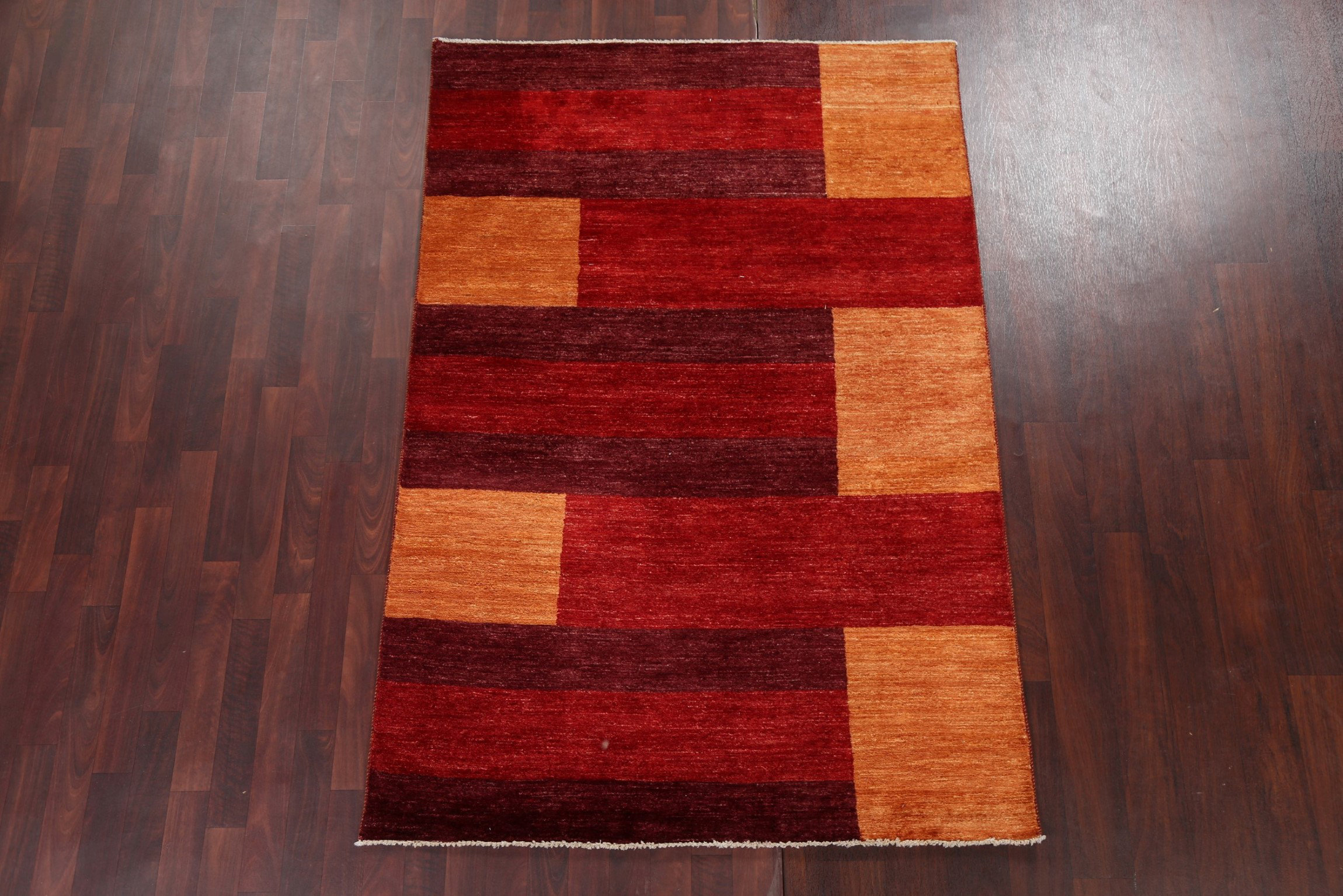 Geometric Modern Oriental Gabbeh Kashkoli Wool Area Rug Hand Knotted