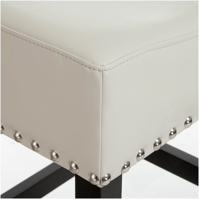 Tabouret de comptoir 30 po en simili cuir ivoire sans dossier (ensemble de 2), Argent argent, Ivoire ivoire