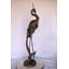 Crane Standing On A Branch Bronze Statue Fountain - Size: 13"L X 7"W X 43"H.