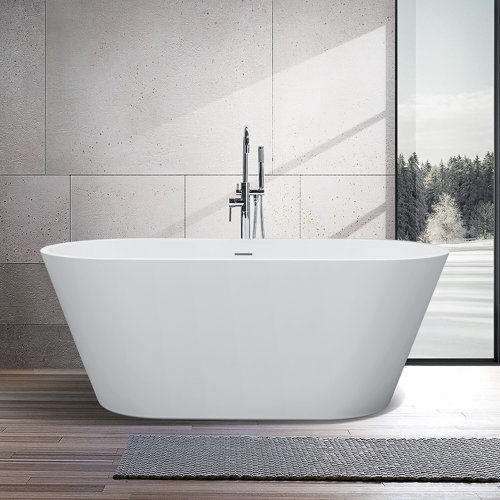 Homein 55'' x 29.5'' Freestanding Soaking Acrylic Bathtub | Wayfair