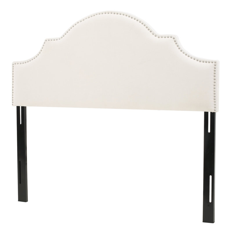 Upholstered Headboard With Durable Metal Legs, White