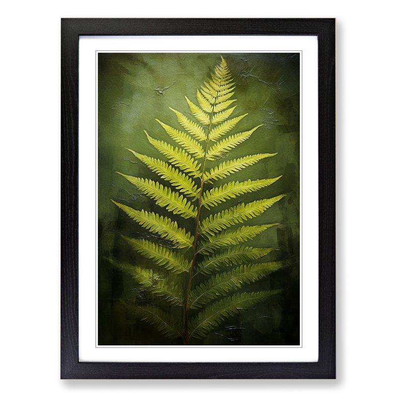 Fern Leaf Romanticism - Single Picture Frame Print on Wood, Black Framed, 64cm H x 46cm W