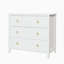 Commode 3 tiroirs moderne noire pour commode de chambre à coucher avec poignées dorées - Armoire de rangement spacieuse 29 po pour garde-robe, salon, couloir ou chambre de bébé - blanc