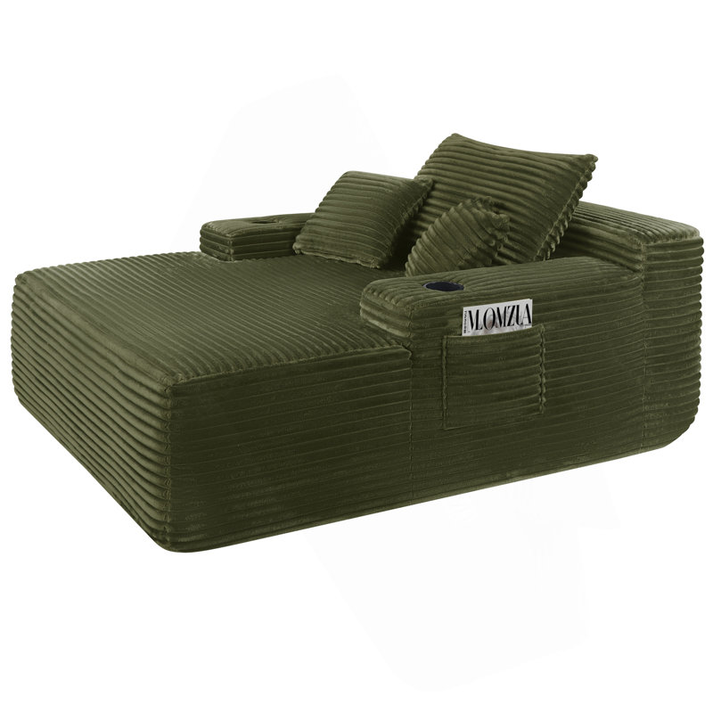 Méridienne convertible avec accoudoirs larges et coussins décoratifs, aucun assemblage requis
