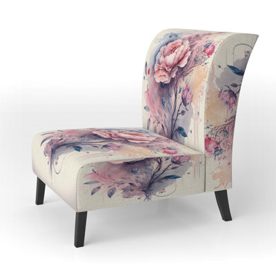 Rose et rose mauve - Fauteuil de chambre rembourré traditionnel, fauteuil d'appoint rose