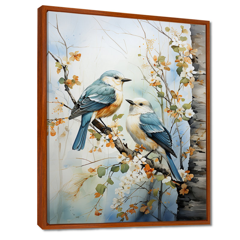 «Birds On Amercian Basswood Tree Bird», art sur toile, arbres, H 32 po x l 16 po x P 1 po, Cadre flottant brun