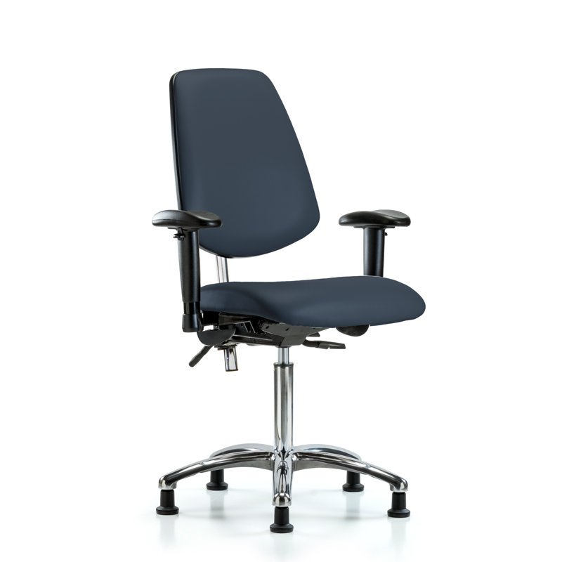 Chaise de tâches ergonomique Octavia, Patins, Bleu impérial, Non inclus