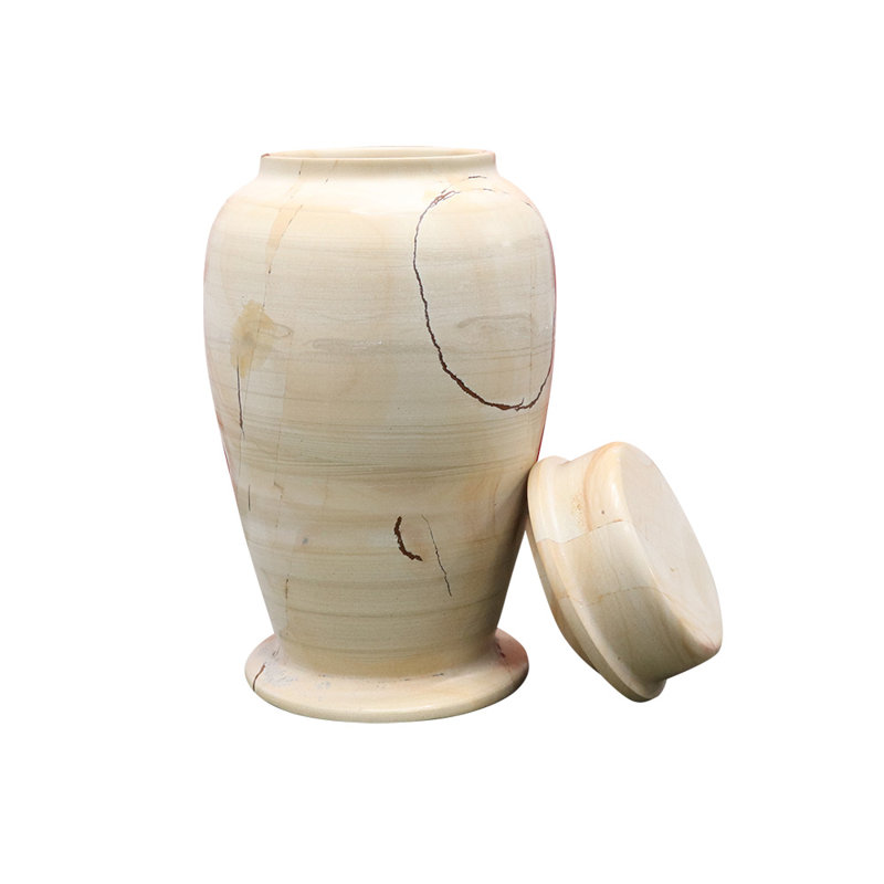 Decorative Marble Cremation Urn, Children And Small Pet Size,, Teak