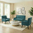Tufted Upholstered 3-Piece Living Room Set - Loveseat Sofa & Accent Armchair