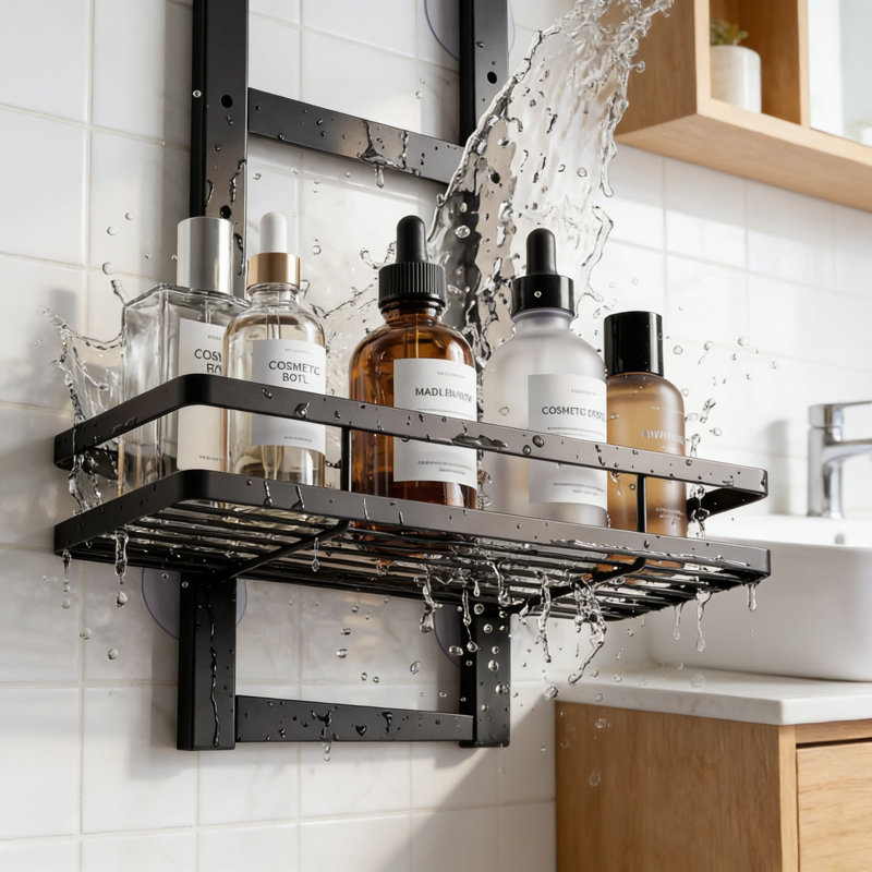 Over The Door Shower Caddy With Waterproof Phone Pouch, Adjustable 2-Tier Rustproof Bathroom Organizer, No Drilling Hanging Storage Shelf With Hooks And Side Basket